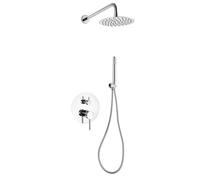 Marco Mammoliti | Kit Doccia Tondo con Braccio e Soffione, Completo di Miscelatore ad Incasso con Deviatore, Doccetta e Flessibile in Metallo, Cromato, 150-200cm