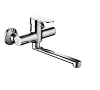 Marco Mammoliti | Miscelatore Lavello Cucina Monocomando a Parete Tomas, con Canna Girevole, Cromo, 26x21x14cm