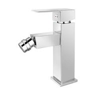 Marco Mammoliti | Miscelatore Rubinetto Bidet Monocomando Silene Cromo in Ottone con Asta Saltarello e Piletta Inclusa, Rubinetto Squadrato, 16,5x12,2x4,5cm