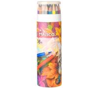 MARCO Matite colorate, 36 colori, per adulti, matite colorate per bambini, forma esagonale, pre-appuntite e infrangibili, set di matite in portapenne, ideali per bambini, studenti e principianti