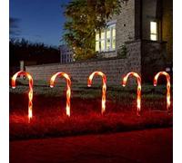 Marco Paul - Bastoncini di Zucchero Luminosi a LED per Esterni - 6 Luci Natalizie a Batteria, 60 LED, Decorazioni per Esterni