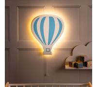 Marco Paul Blue Hot Air Balloon Luce notturna a LED bianca in legno Luce notturna alimentata a batteria Decorazione per la stanza dei bambini Luci da parete Lampada da comodino per bambini Regali per