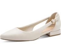 MARCO TOZZI Donna Ballerine Morbido Feel Me Plantare Morbida Fodera Interna Vegano A Punta, Beige (Cream), 38 EU