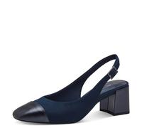 MARCO TOZZI Décolleté Slingback Donna con Tacco a Blocco Vegane, Blu (Navy Comb), 38 EU