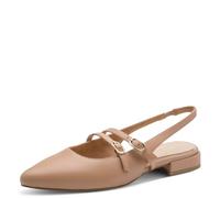 MARCO TOZZI Donna Ballerine Morbido Feel Me Plantare Morbida Fodera Interna Vegano A Punta, Beige (Cappuccino), 36 EU