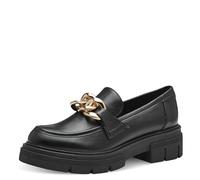 MARCO TOZZI Mocassini Donna con Tacco con Zeppa Vegani, Nero (Black Gold), 39 EU
