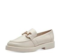 MARCO TOZZI Mocassini Donna con Tacco Eleganti Vegani, Beige (Cream), 41 EU