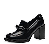 MARCO TOZZI Mocassini Donna con Tacco in Pelle Sintetica con Catena Decorativa, Black Brush, 36 EU