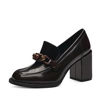 MARCO TOZZI Mocassini Donna con Tacco in Pelle Sintetica con Catena Decorativa, Cafe Brush, 37 EU