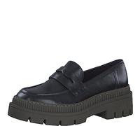 MARCO TOZZI Mocassini Donna con Zeppa in Pelle Sintetica Classici, Black/Khaki, 40 EU