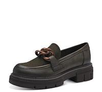 MARCO TOZZI Mocassini Donna con Zeppa in Pelle Sintetica con Catena Decorativa, Khaki Comb, 37 EU