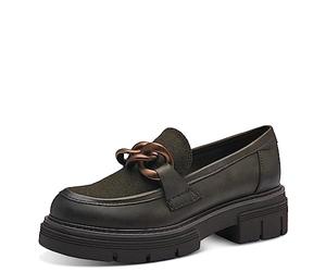 MARCO TOZZI Mocassini Donna con Zeppa in Pelle Sintetica con Catena Decorativa, Khaki Comb, 40 EU