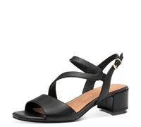 MARCO TOZZI Sandali da donna con tacco con percentuale di pelle elegante, Nero, 40 EU