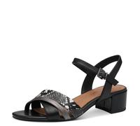 MARCO TOZZI Sandali da donna con tacco con percentuale di pelle elegante, Pettine nero, 40 EU