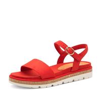 MARCO TOZZI Sandali da Donna Piatti con Chiusura in Velcro Comodi, Rosso Fuoco, 40 EU