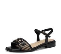 MARCO TOZZI Sandali da donna piatti con fibbia comodi, Nero, 38 EU