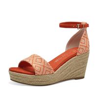 MARCO TOZZI Sandali Donna con Tacco a Zeppa con Cinturino Regolabile Estivi, Arancione (Terracotta Com), 38 EU