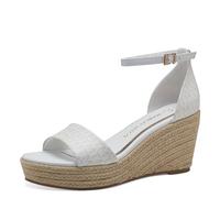 MARCO TOZZI Sandali Donna con Tacco a Zeppa con Cinturino Regolabile Estivi, Bianco (White Comb), 40 EU