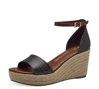 MARCO TOZZI Sandali Donna con Tacco a Zeppa con Cinturino Regolabile Estivi, Marrone (Mocca Comb), 41 EU