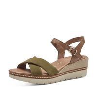 MARCO TOZZI Sandali Donna con Tacco a Zeppa con Cinturino Regolabile in Pelle, Multicolore (Fern Green Com), 38 EU