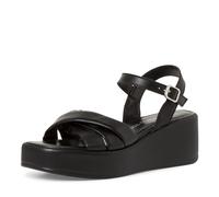 MARCO TOZZI Sandali Donna con Tacco a Zeppa con Cinturino Regolabile in Pelle, Nero (Schwarz), 40 EU