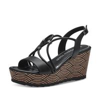 MARCO TOZZI Sandali Donna con Tacco a Zeppa con Cinturino Regolabile Vegani, Nero (Schwarz), 39 EU