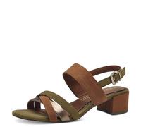 MARCO TOZZI Sandali Donna con Tacco con Cinturino Regolabile Comodi, Multicolore (Fern Green Com), 40 EU