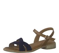 MARCO TOZZI Sandali Donna con Tacco con Cinturino Regolabile in Pelle, Blu (Navy Comb 1), 38 EU