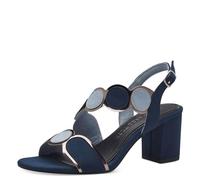 MARCO TOZZI Sandali Donna con Tacco con Cinturino Regolabile Vegani, Blu (Navy Comb), 38 EU