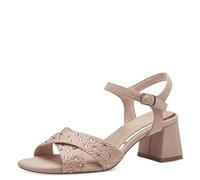 MARCO TOZZI Sandali Donna con Tacco Glitterati Vegani, Beige (Powder), 37 EU