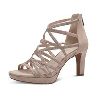 MARCO TOZZI Sandali Donna con Tacco Glitterati Vegani, Beige (Powder Comb), 38 EU