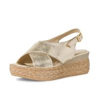 MARCO TOZZI Sandali Donna con Tacco in Pelle con Zeppa, Beige (Platinum), 37 EU