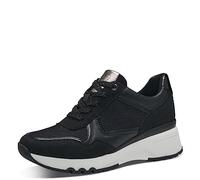 MARCO TOZZI Sneakers Alte Donna Tacco a Zeppa con Lacci e Zip, Black Comb, 40 EU