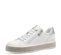 MARCO TOZZI Sneakers Donna Basse con Suola Glitterata con Zip, Bianco (White Comb), 41 EU