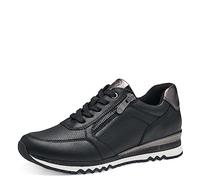 MARCO TOZZI Sneakers Donna Basse in Pelle Sintetica con Lacci e Zip, Black/Gun Mtl, 38 EU