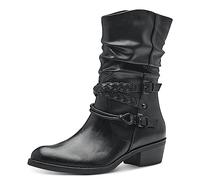 MARCO TOZZI Stivaletti Donna con Tacco in Pelle Sintetica con Fibbie, Black, 38 EU
