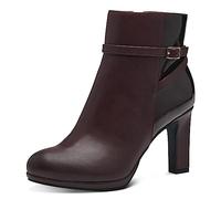 MARCO TOZZI Stivaletti Donna con Tacco in Pelle Sintetica Eleganti, Bordeaux Comb, 38 EU