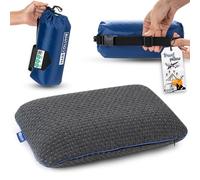 Marcolumb Cuscino da viaggio - Supporto ergonomico per il collo da campeggio in memory foam con federa termoregolante - Borsa da viaggio impermeabile inclusa (Nero)