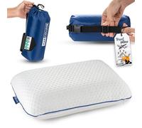 Marcolumb Cuscino da viaggio - Supporto ergonomico per il collo da campeggio in memory foam con federa termoregolante - Borsa da viaggio impermeabile inclusa (Nero)