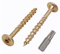 Marcopol, Confezione da 20 viti per legno gialle in acciaio zincato da 6,0 x 50 mm, con testa Torx, testa sottile, viti per legno, parzialmente filettate (20, 6,0 x 50 mm)