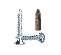 Marcopol Confezione da 50 viti per legno in acciaio zincato, 6,0 x 40 mm, testa svasata, viti per truciolato