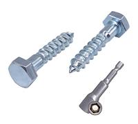 Marcopol Confezione da 8 viti DIN 571 in acciaio zincato esagonale per legno, M8 x 40 mm, viti per autobus, viti esagonali, bulloni a testa esagonale (8, M8 x 40 mm), argento