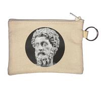 Marcus Aurelius Greco Statua Cerchio Grafica Portachiavi Portamonete Beige