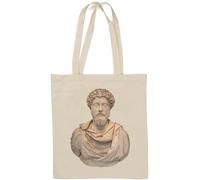 Marcus Aurelius Statua Borsa Tote Cotone Naturale Bianco