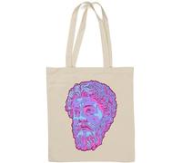 Marcus Aurelius Vaporwave - Borsa tote in cotone naturale con statua estetica, colore: bianco