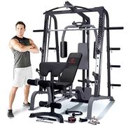 Marcy SM4000 Stazione Multifunzione - Potente Struttura - Finitura Anti graffio, Deluxe Smith macchina da palestra per casa con panca pesi, Palestra da casa completa
