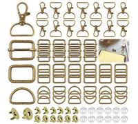 Mardatt 100 pezzi 3 colori Hardware Fibbie Kit tra cui D-Ring, Triangolo Slide Quadrato Anelli Magnetici Snap Girevole Moschettone Ganci, bronzo