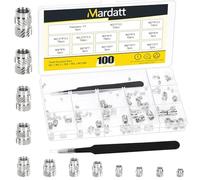 Mardatt 100 pezzi M2 M2.5 M3 M4 M5 M6 Threaded Inserts Assortment Kit Brass Metric Knurled Nuts Heat Set Insert for 3D Printing Components (No. 3, inserti filettati)