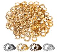 Mardatt 100 set di occhielli con strass da 6,35 mm, kit di occhielli in metallo con strass, kit di occhielli con rondella, perforatore, per abbigliamento, scarpe, artigianato fai da te (oro)