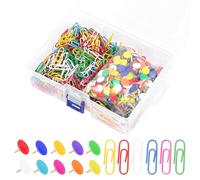 Mardatt 1000 puntine colorate rivestite in vinile, puntine piatte con testa in plastica e mini graffette, kit per casa, scuola, ufficio, uso personale, uso quotidiano, fai da te, organizzazione di